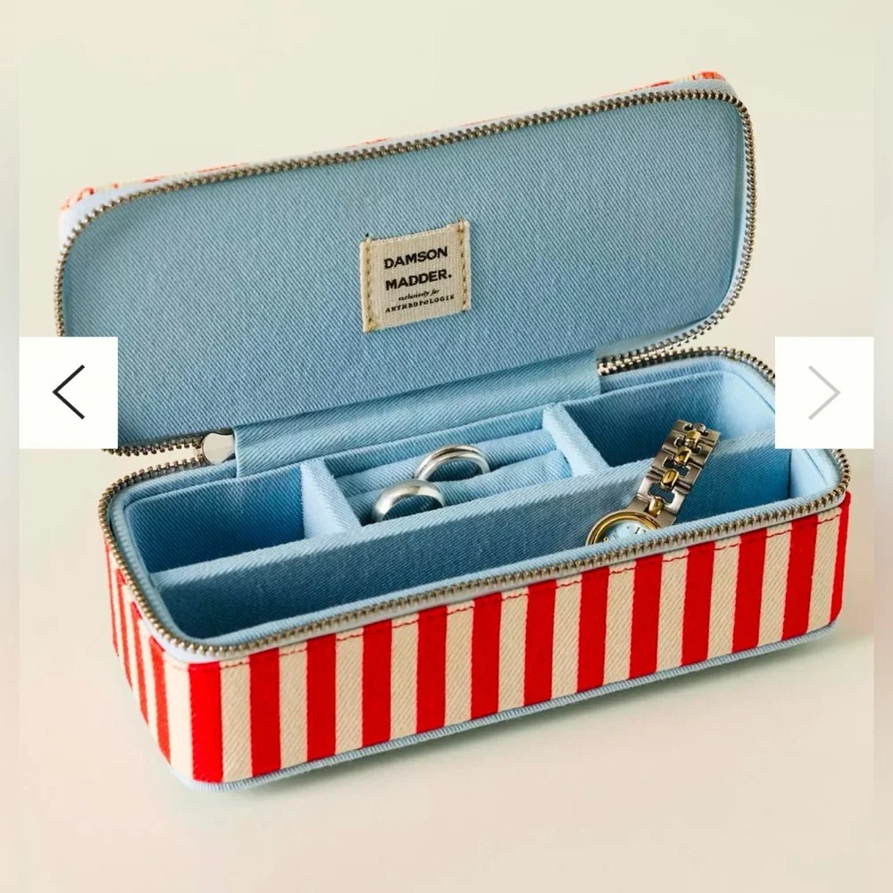 Damson Madder Striped Fabric Jewelry Box
